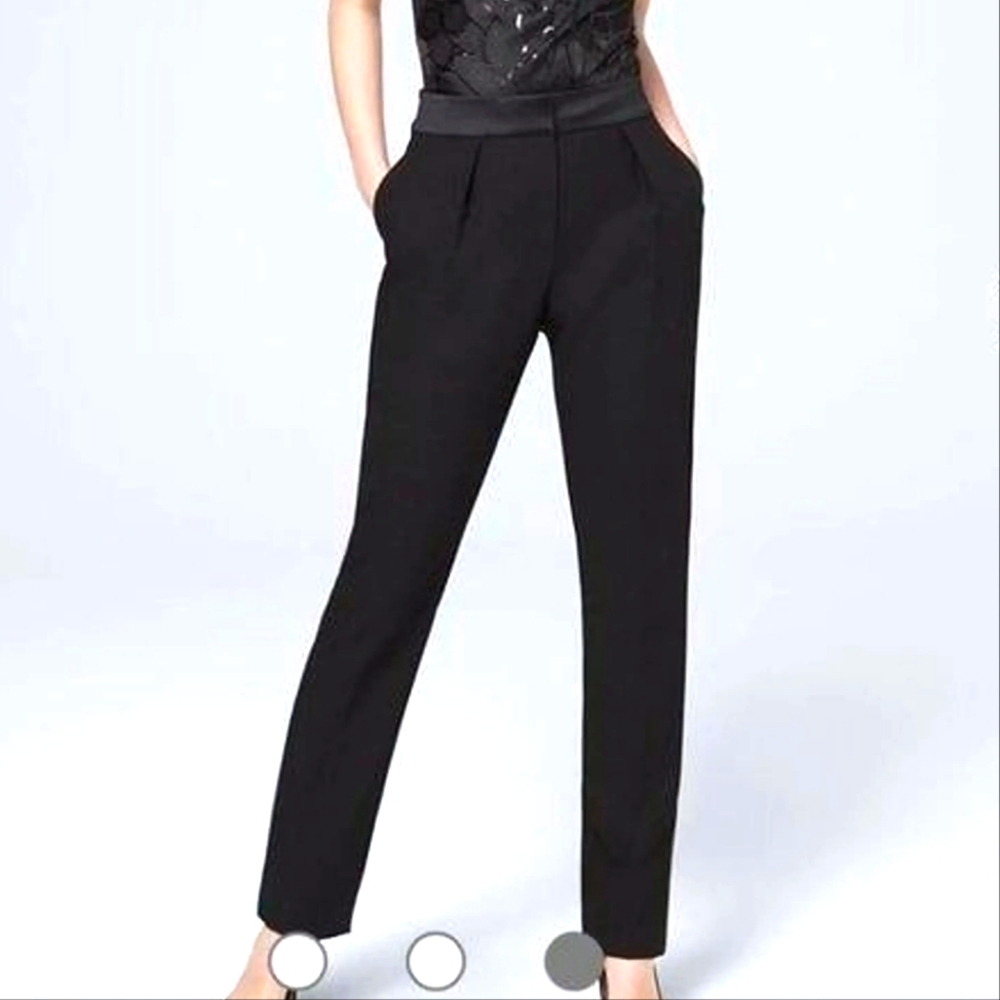 WHBM Black Tuxedo pleated taper pants 16